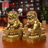 鼎风阁 北京狮摆件一对铜狮子摆件家居饰品摆件铜狮子印章大号