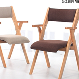 纯榉木折叠椅布艺单人实木餐椅家用靠背椅书桌电脑椅子