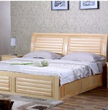 全实木松木家具订制液压高箱床 简约现代松木储物床气压杆床