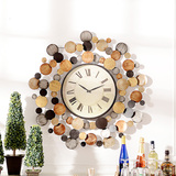 奇居良品现代简约客厅装饰创意钟表 彩色亮片超大铁艺圆形挂钟  X