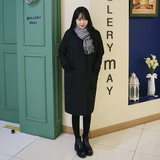 秋冬新款长款羊绒茧型西服大衣韩版黑色宽松版显瘦小西装呢大衣女
