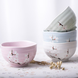 日式樱花陶瓷饭碗礼盒套装 京瓷四色樱花碗 甜品碗汤碗 礼物礼品