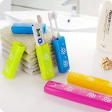 糖果色塑料印花洗漱牙刷盒 卫生牙具盒 旅行便携式牙刷牙膏收纳盒