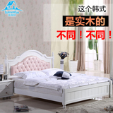韩式白色橡木1.5米实木床1.8米成人真皮1.35家具高箱体储物床气压