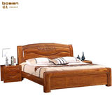 榆木床 中式全实木床1.51.8米厚重款双人床婚床简约现代卧室家具