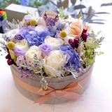 鹿官和花情人节花盒进口紫色绣球鲜花花盒生日上海同城鲜花速递