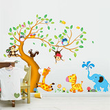 大树儿童房墙贴幼儿园装饰贴纸房间卧室墙壁卡通动物动漫墙纸贴画