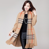 冬装新款韩版女格子大码宽松披肩毛衣开衫貂绒大衣外套中长款