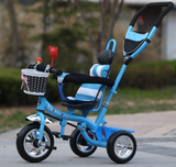 gm新款儿童三轮自行车14寸16寸带斗折叠手推车轮小孩脚踏车
