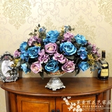 欧美式复古家居装饰玫瑰+花瓶仿真假花盆栽客厅整体花艺套装摆设