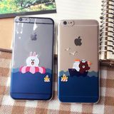 iPhone6s 5s/SE手机壳苹果6plus布朗熊可妮兔韩国line情侣保护套