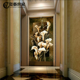 欧式油画玄关背景墙瓷砖客厅走廊过道微晶石3d雕刻壁画 马蹄莲