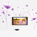 紫色梦幻 卧室客厅沙发电视墙背景墙 家居装饰贴画可移除墙贴