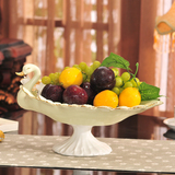 现代简约欧式陶瓷摆件天鹅水果盘家居客厅餐桌时尚创意高档包邮大