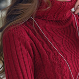 高领打底衫中长款套头毛衣女秋冬季新款修身麻花长袖针织外套加厚