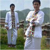 新款长袖彝族族男装演出服装 舞蹈服装拉祜族苗族表演民族服装