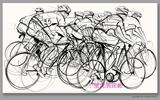 驴行自行车素描抽象墙画北欧宜家酒店挂画玄关客厅创意艺术装饰画