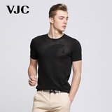 VJC/威杰思2016春季新款针织t恤衫男青年圆领套头修身薄款T恤衫