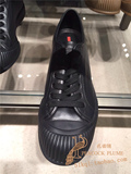 正品代购 PRADA/普拉达2015新款男鞋 凹槽橡胶鞋头真皮低帮运动鞋