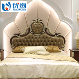 美式床新古典婚床1.8米实木双人床 卧室橡木床高档奢华欧式真皮床