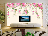 防水客厅沙发电视背景墙纸 欧式个性壁纸 手绘玫瑰素雅大型壁画