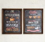 美式乡村酒吧咖啡厅餐厅挂画抽象风壁画/炭化木框墙饰/现代装饰画