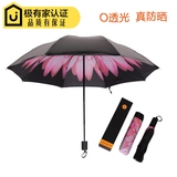 创意黑胶三折叠晴雨伞遮阳防晒两用小黑伞韩国礼品学生太阳雨伞女