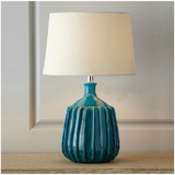自然蓝色复古陶瓷台灯 美式宜家创意客厅台灯 卧室台灯 书房台灯