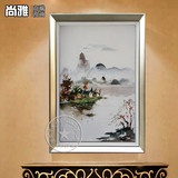 中式创意水墨画写意山水画风景油画现代装饰画手绘客厅书房玄关画
