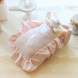 包邮日单 OEUFDOUX  可爱的安睡小兔子公主打褶条纹花边纸巾盒套