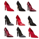 欧洲站2015新款女鞋时尚超高跟真皮绒面单鞋粗跟尖头女鞋红色婚鞋