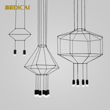 北欧后现代简约线条吊灯LED创意客厅餐厅个性铁艺几何造型吊灯饰
