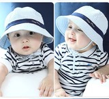 宝宝凉帽男女儿童盆帽纯棉遮阳帽婴儿凉帽子夏季太阳帽出游渔夫帽