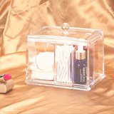 透明亚克力化妆棉盒 水晶化妆品收纳储物盒高档创意棉签盒 欧式