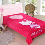 床品kitty毯kt毛毯珊瑚绒法兰绒毯空调毯被单单人床单盖毯儿童毯