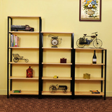 美式简易书架置物架落地创意复古客厅多层实木架隔板架卧室储物架