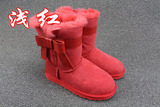 [TF工厂店]女冬季新款羊皮毛一体中筒平跟雪地靴 真皮保暖棉鞋