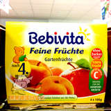 德国原装Bebivita贝唯他苹果黄桃味婴儿/儿童酸奶4*100g 4个月