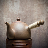 柴烧陶瓷大号煮水养生壶红泥侧把茶壶炭炉平底功夫茶具碳炉电陶炉