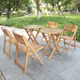 户外实木阳台桌椅室外花园可折叠桌椅休闲实木桌椅防腐三件套组合