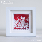 简一之家  外贸出口欧洲剪纸艺术风格装饰画框 圣诞节创意礼品