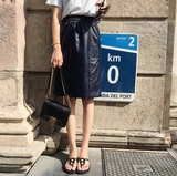 Alice wang2016春夏新款韩版一步PU皮裙修身高腰性感包臀半身裙女