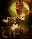 正品diy数字油画  狮子动物风景客厅卧室豹子填色装饰画 凝视