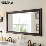 美式乡村实木浴室镜子 壁挂浴室镜 卫生间镜子简约化妆镜