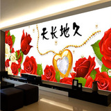 最新款钻石绣天长地久红色玫瑰2米大幅客厅卧室情侣结婚风景挂画