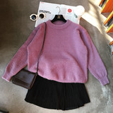 「莫比」韩国版订单 高贵水貂绒纯色宽松灯笼袖套头毛衣针织衫女
