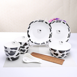 创意瓷 15头卡通熊猫碗盘餐具套装 10%骨瓷 景德镇陶瓷 送礼瓷器
