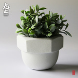 九土时尚工业风茶宠摆件设计师创意花盆白色花器北欧式桌上植物盆