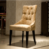 欧式餐椅 新古典实木椅子 售楼处洽谈桌椅组合样板房真皮布艺椅子