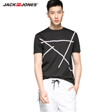 JackJones杰克琼斯夏季新品男装休闲印花圆领短袖T恤C|216201511
